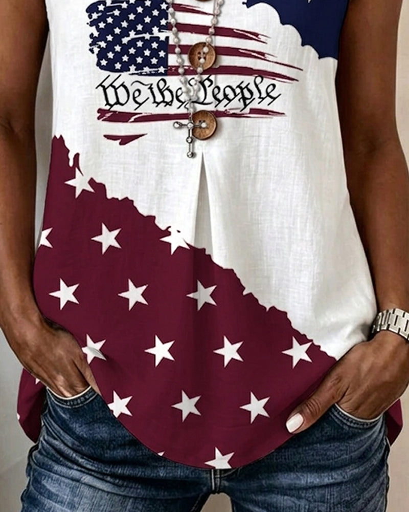 Stars and Stripes Print Tank Tops