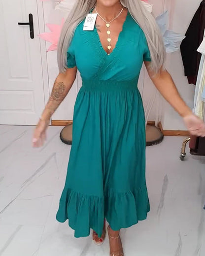 Elegant V-Neck A-Line Dress