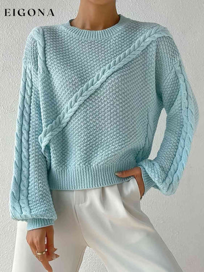 Round Neck Dropped Shoulder Sweater clothes M@Z@L Ship From Overseas