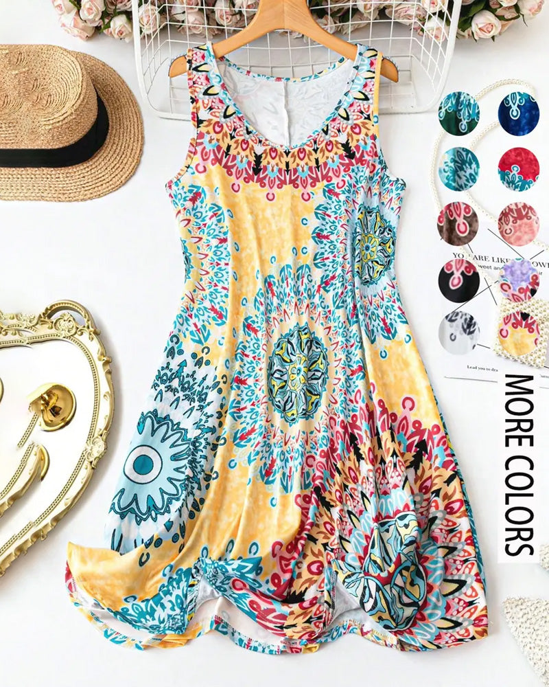 Bohemian Print Sleeveless Dress