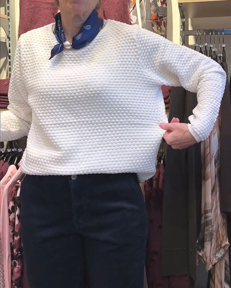 Round Neck Pullover Solid Color Sweatshirt 2024f/w blouses & shirts