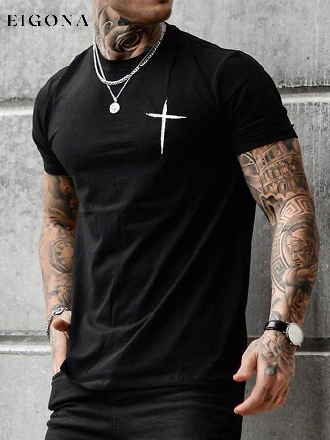 Men's Cross Printed Short Sleeve T-shirt clearance sale