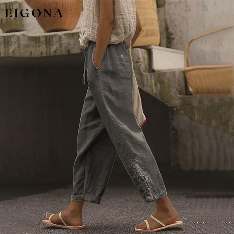 【Cotton And Linen】Casual Straight Trousers Dark Gray best Best Sellings bottoms clothes Cotton And Linen pants Sale Topseller