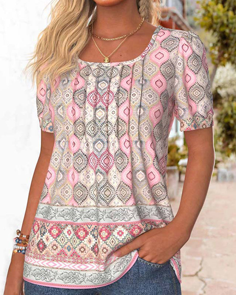 Bluse mit Plissierung und Laternenärmeln