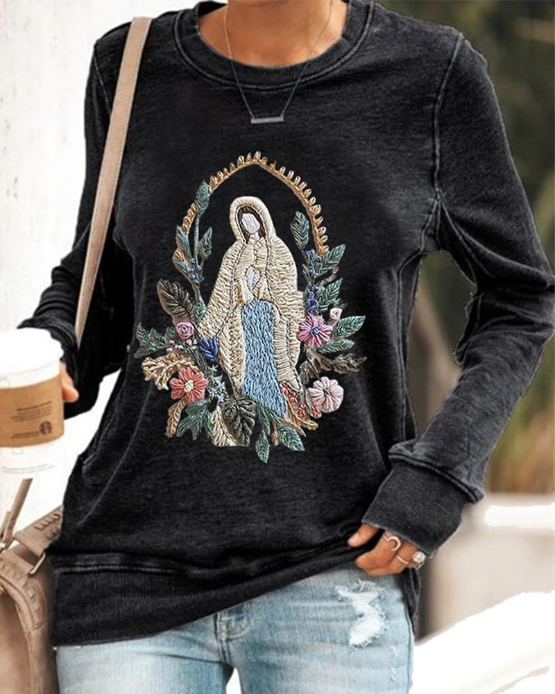 Women's Christian Our Lady Floral Casual Sweatshirt 2024 f/w Faith Lover sweatshirts