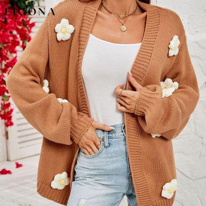 3D Flower Decorated Casual Cardigan best Best Sellings cardigan cardigans clothes Sale tops Topseller