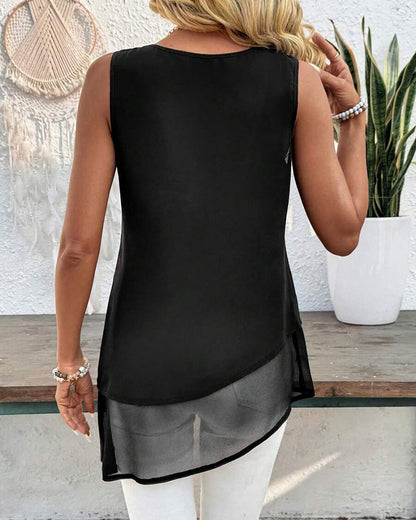 Canotta irregolare senza maniche tinta unita