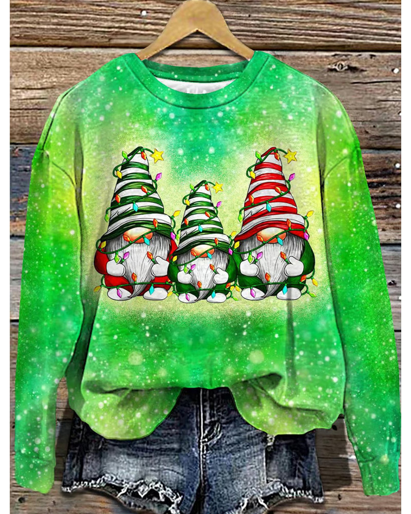 Women's Christmas Cute Gnome Print Casual Sweatshirt