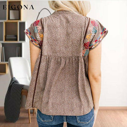 Vintage Geometric Print Patchwork Blouse clothes Plus Size tops