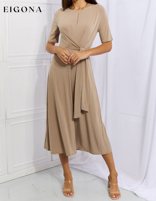Wrap Knit Midi Dress Taupe BFCM - Up to 70 Percent Off Black Friday casual dress casual dresses clothes dress dresses maxi dress midi dress midi dresses Onetheland Ship from USA
