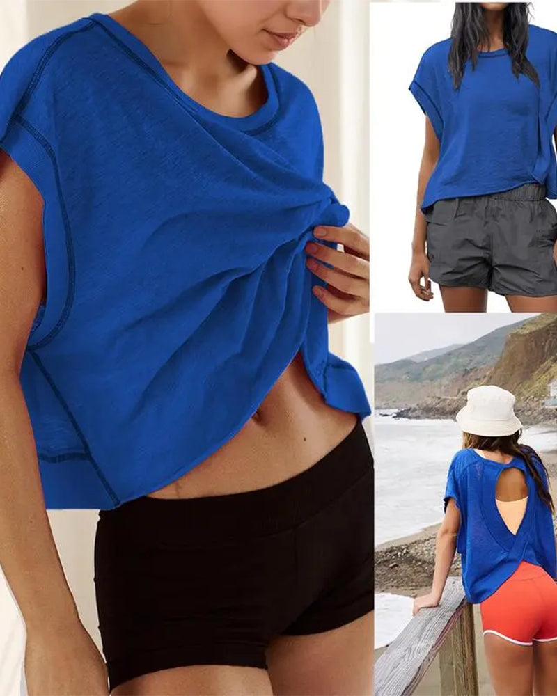 Backless Cross Design T-Shirt