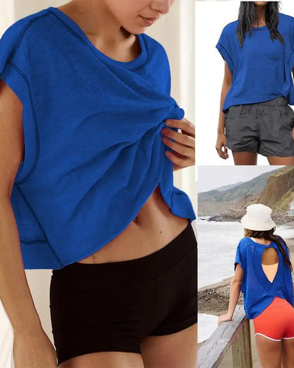 Backless Cross Design T-Shirt