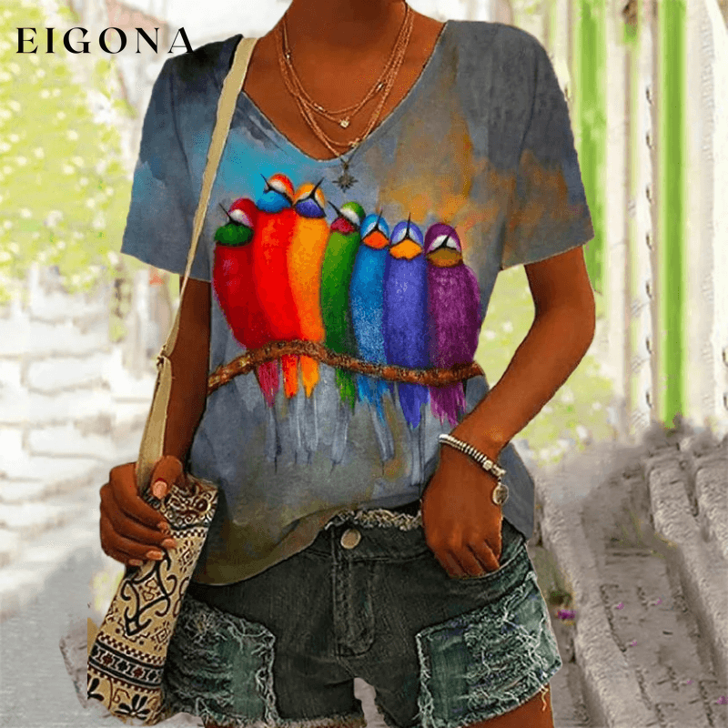 Colorful Abstract Bird T-Shirt best Best Sellings clothes Plus Size Sale tops Topseller