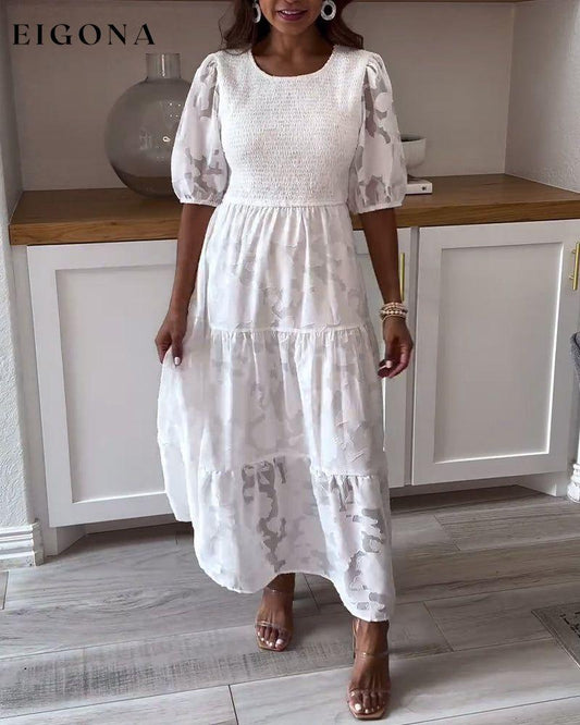 White lace elegant mid-sleeve dress casual dresses spring summer
