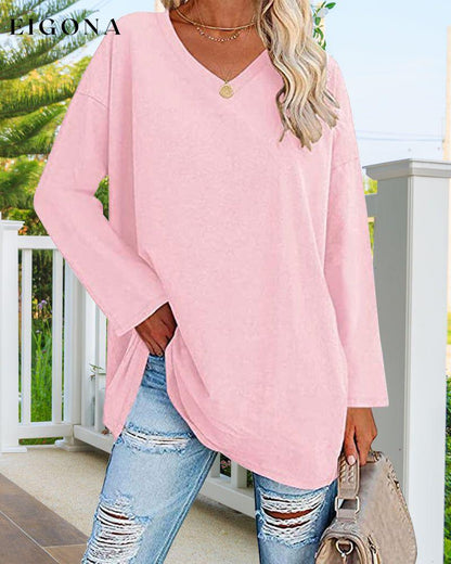 Plain v-neck long-sleeved women's t-shirt 2022 F/W 23BF clothes Short Sleeve Tops Spring T-shirts Tops/Blouses