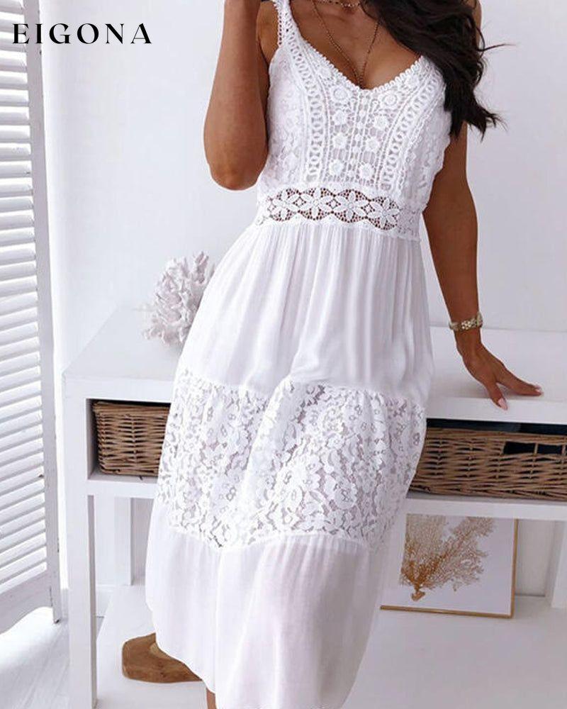 Boho Lace Dress White 23BF Casual Dresses Clothes Dresses Party Dresses Spring Summer vacation dresses