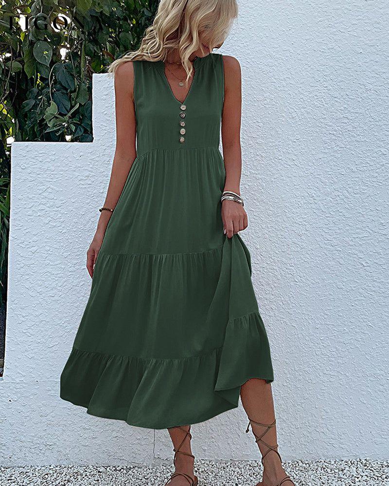 Solid color sleeveless casual dress 23BF Casual Dresses Clothes Dresses Summer