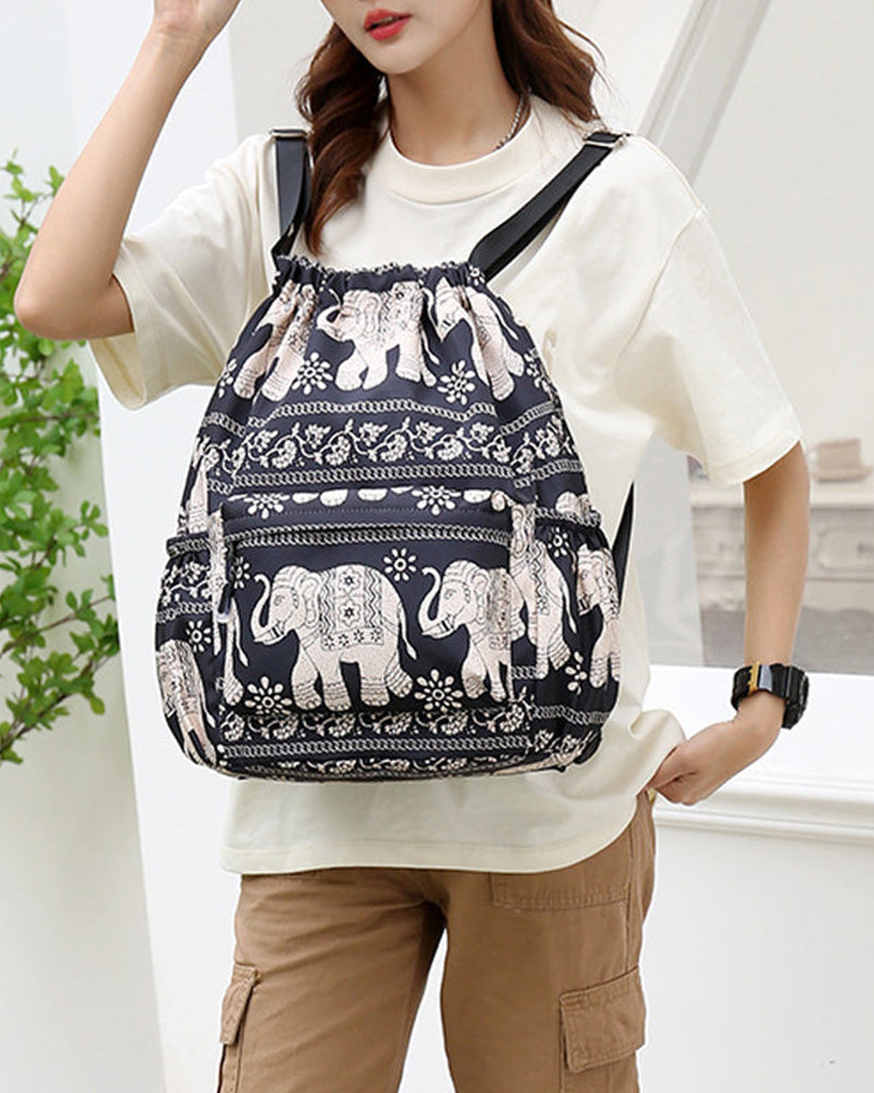 Ethnic style drawstring shoulder bag bags