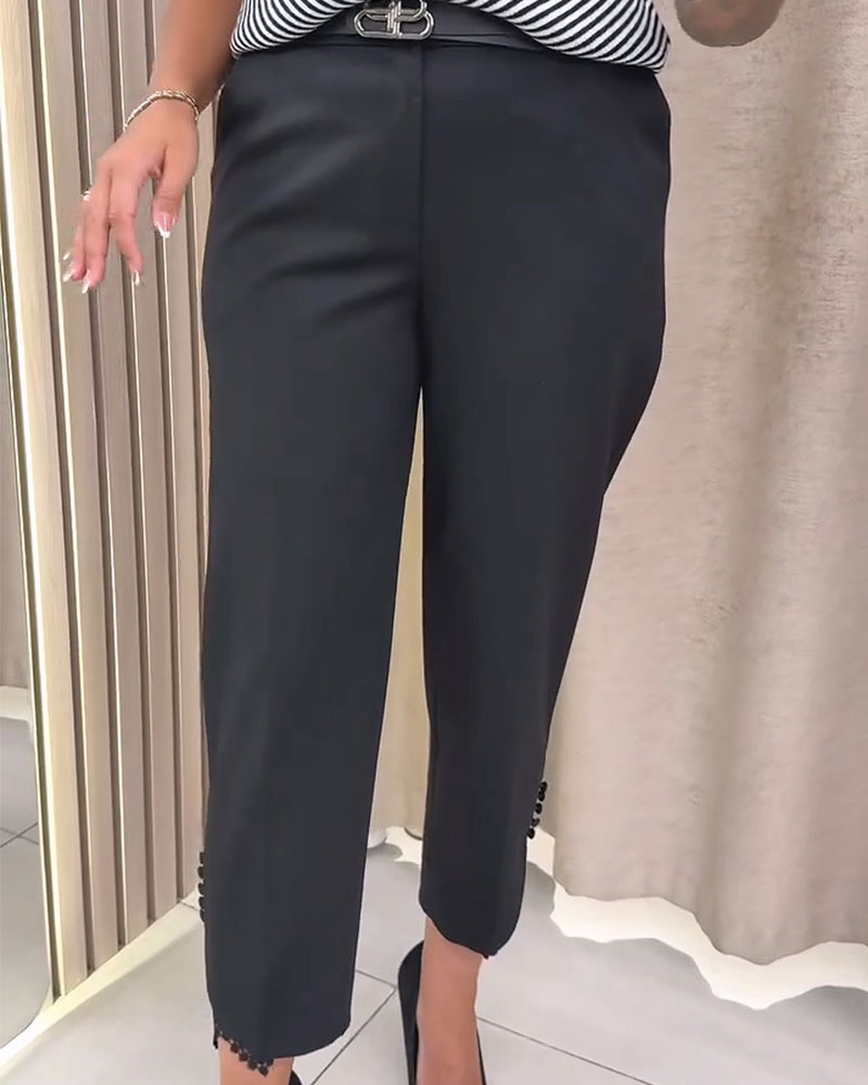 High-Waisted Lace Patchwork Cropped Pants