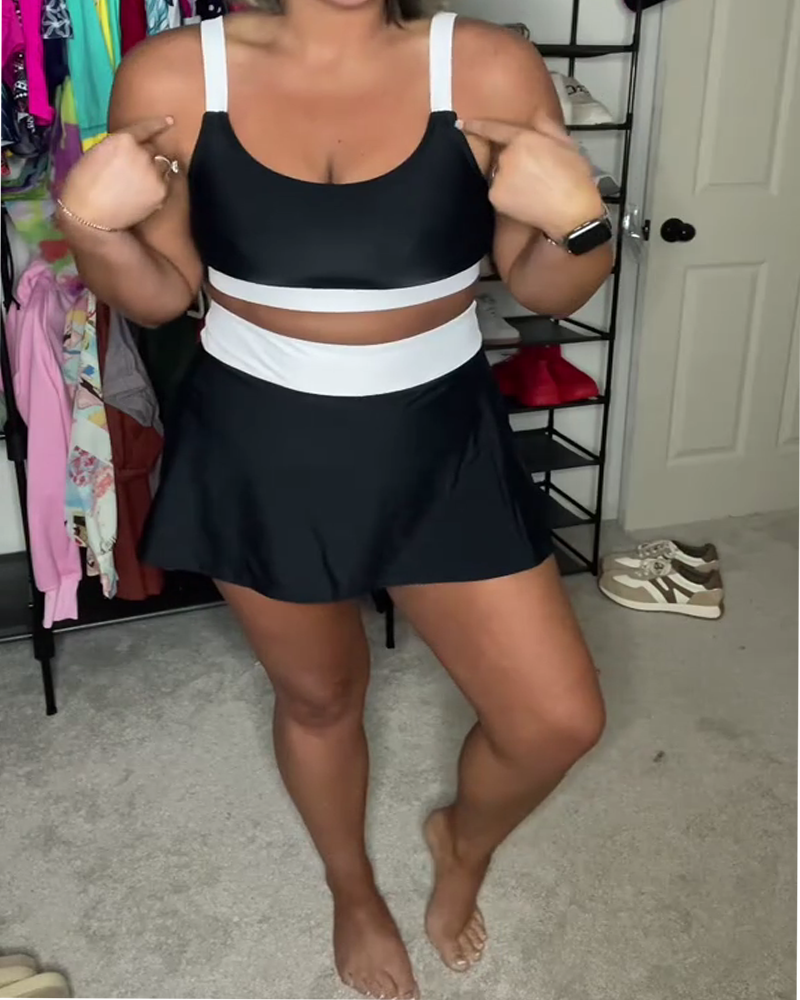 Contrast Color Fashion Design Two-Piece Bikini