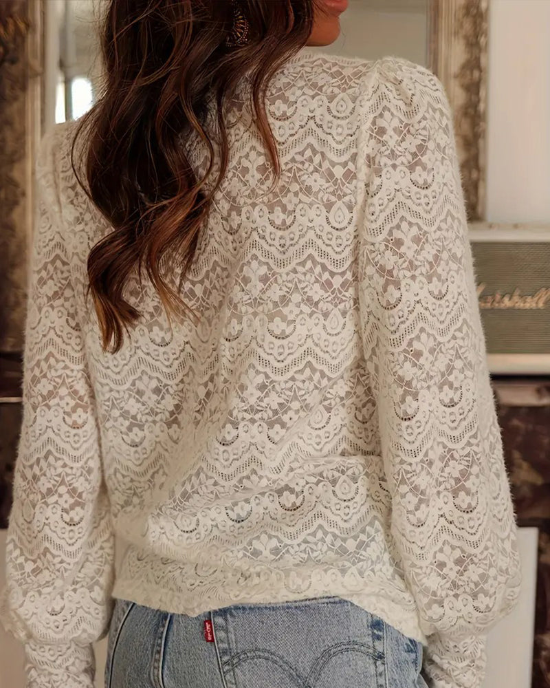Soft Lace Long-Sleeved Blouse