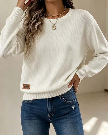 Crew Neck Long Sleeve Knit Pullover