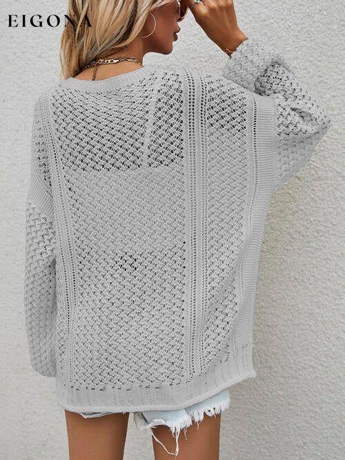 Openwork Button Front Cardigan cardigan cardigans clothes Ship From Overseas sweater sweaters X.W