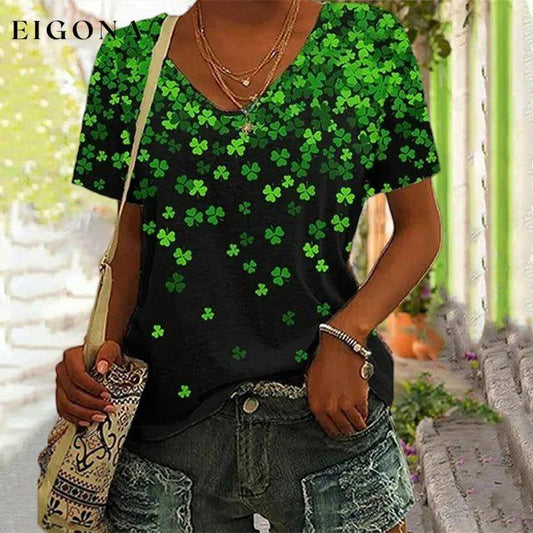 Lucky Fashion: The Clover T-Shirt Black best Best Sellings clothes Plus Size Sale tops Topseller