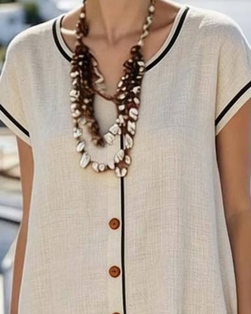 Contrast Trim Shift Dress