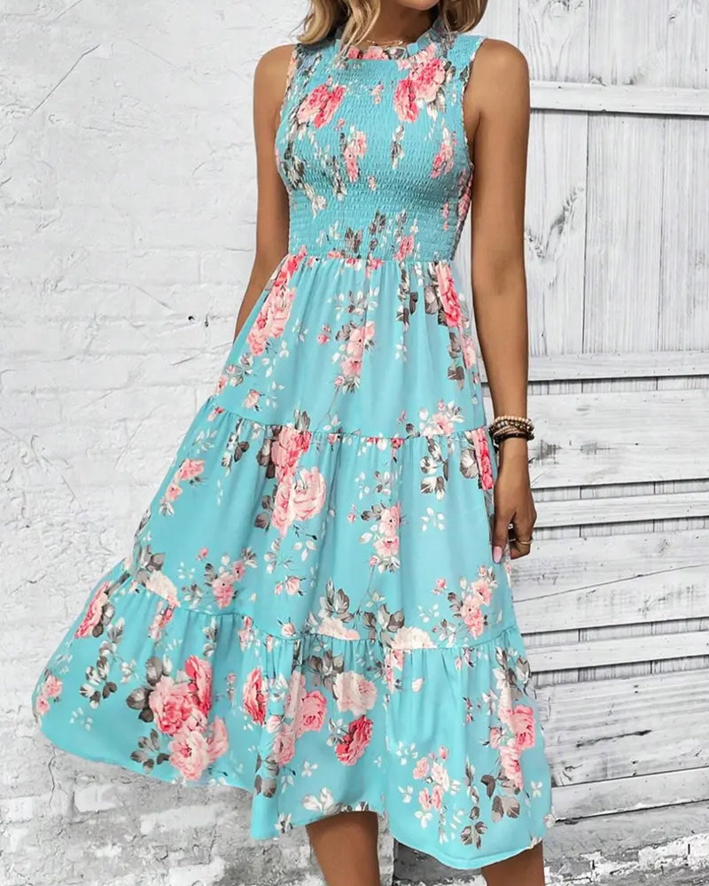 Floral Print Smocked Dress