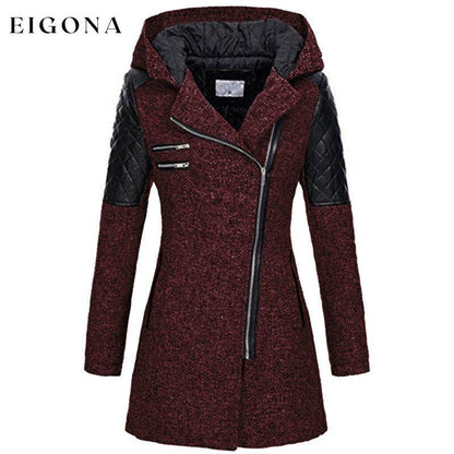 Elegant Casual Patchwork Coat Wine Red Best Sellings cardigan cardigans clothes Plus Size Sale tops Topseller