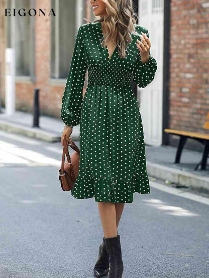 V-Neck Long Sleeve Ruffle Hem Dress clothes dress dresses M@Y mini dress Ship From Overseas Shipping Delay 09/29/2023 - 10/04/2023