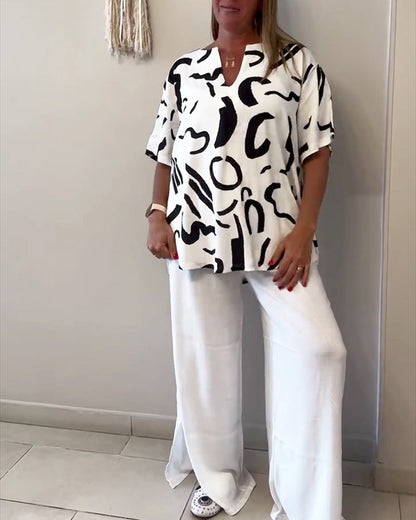 Short-Sleeve Geometric Print T-Shirt