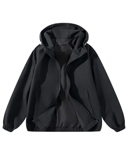 Solid Color Relaxed Pocket Hoodie Coat