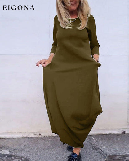 Simple solid color pocket dress 2023 f/w 23BF casual dresses Clothes Dresses spring