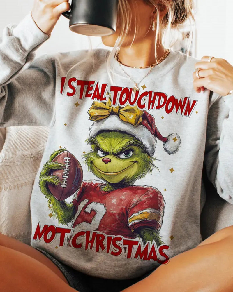 Women's coquette bow football grinch pullover sweatshirt 2024 f/w grinch nfl sweatshirts