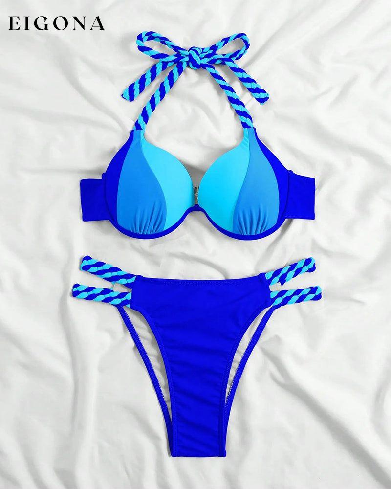 Colorblock halterneck bikini set bikinis discount summer