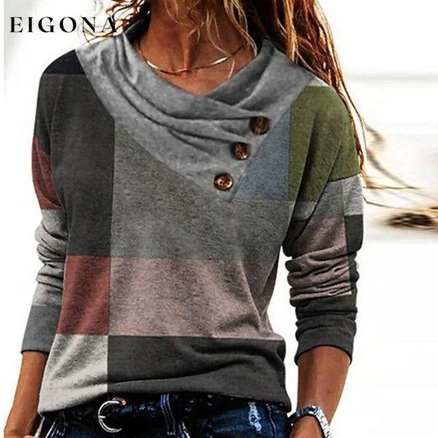 Casual Plaid Print Blouse Multicolor best Best Sellings clothes Plus Size Sale tops Topseller