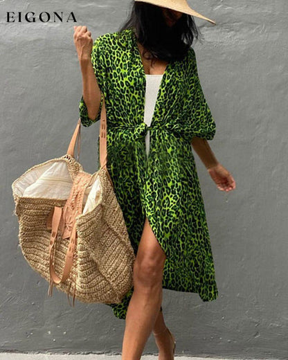 Leaf print beach swimsuit blouse 23BF Clothes Cover-Ups Summer Swimwear