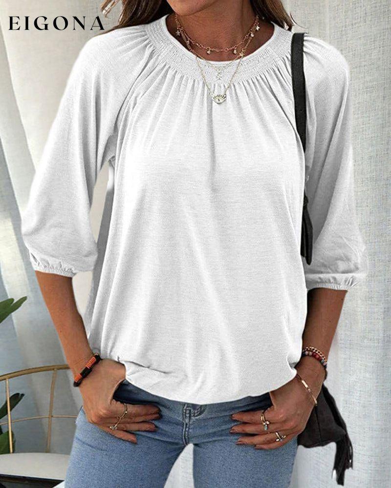 Crew Neck 3/4 Sleeve T-Shirt White 2022 f/w 23BF blouses & shirts clothes Short Sleeve Tops Spring summer t-shirts Tops/Blouses