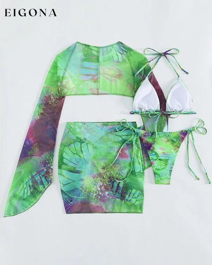 Three-piece multicolor tie-dye bikini set 23BF Bikinis Clothes Summer Swimwear
