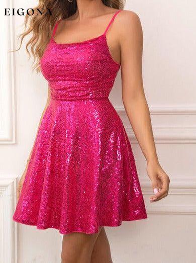Sequin Tie Back Cami Dress clothes dress dresses evening dress evening dresses formal dress formal dresses Ringing-N Ship From Overseas short dresses