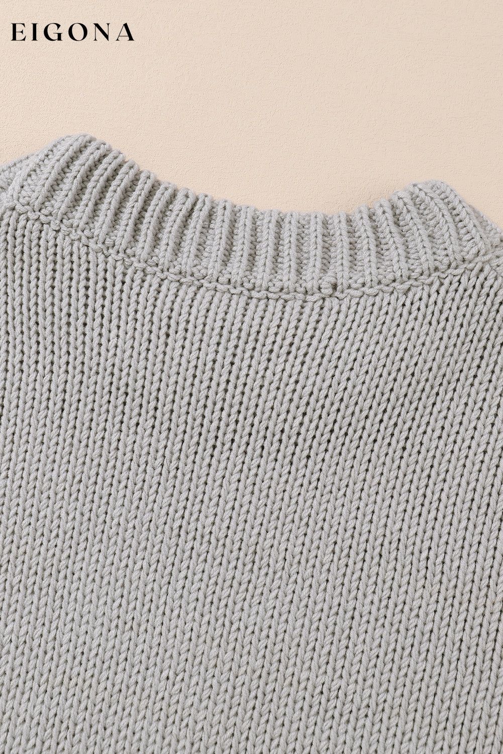 Light Grey Knit Turtle Neck Drop Shoulder Sweater All In Stock clothes EDM Monthly Recomend grey sweaters Hot picks Occasion Daily Print Solid Color Season Winter Style Casual sweater sweaters
