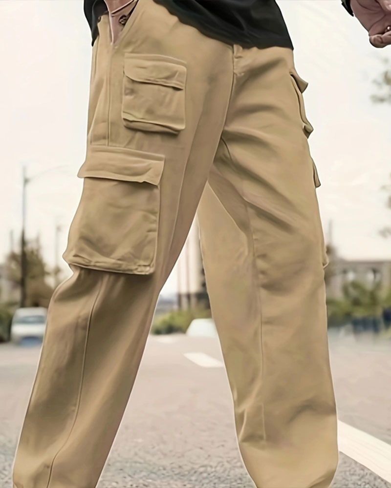 Men's Multi-Pocket Straight-Leg Cargo Pants