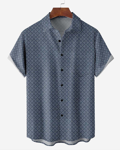 Lapel All-Over Print Small Geometric Shirt