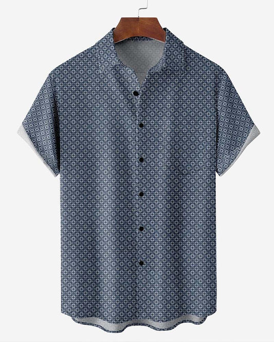 Lapel All-Over Print Small Geometric Shirt blouses & shirts man spring summer