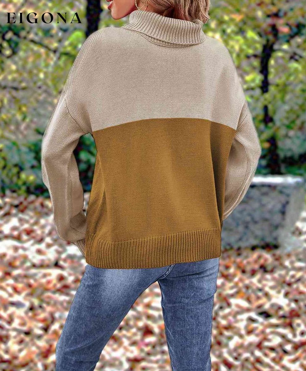 Turtleneck Long Sleeve Sweater clothes D.L Ship From Overseas