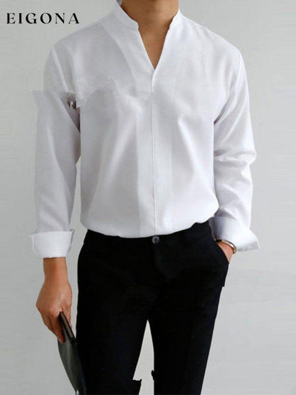 Casual Solid V-Neck Shirt men