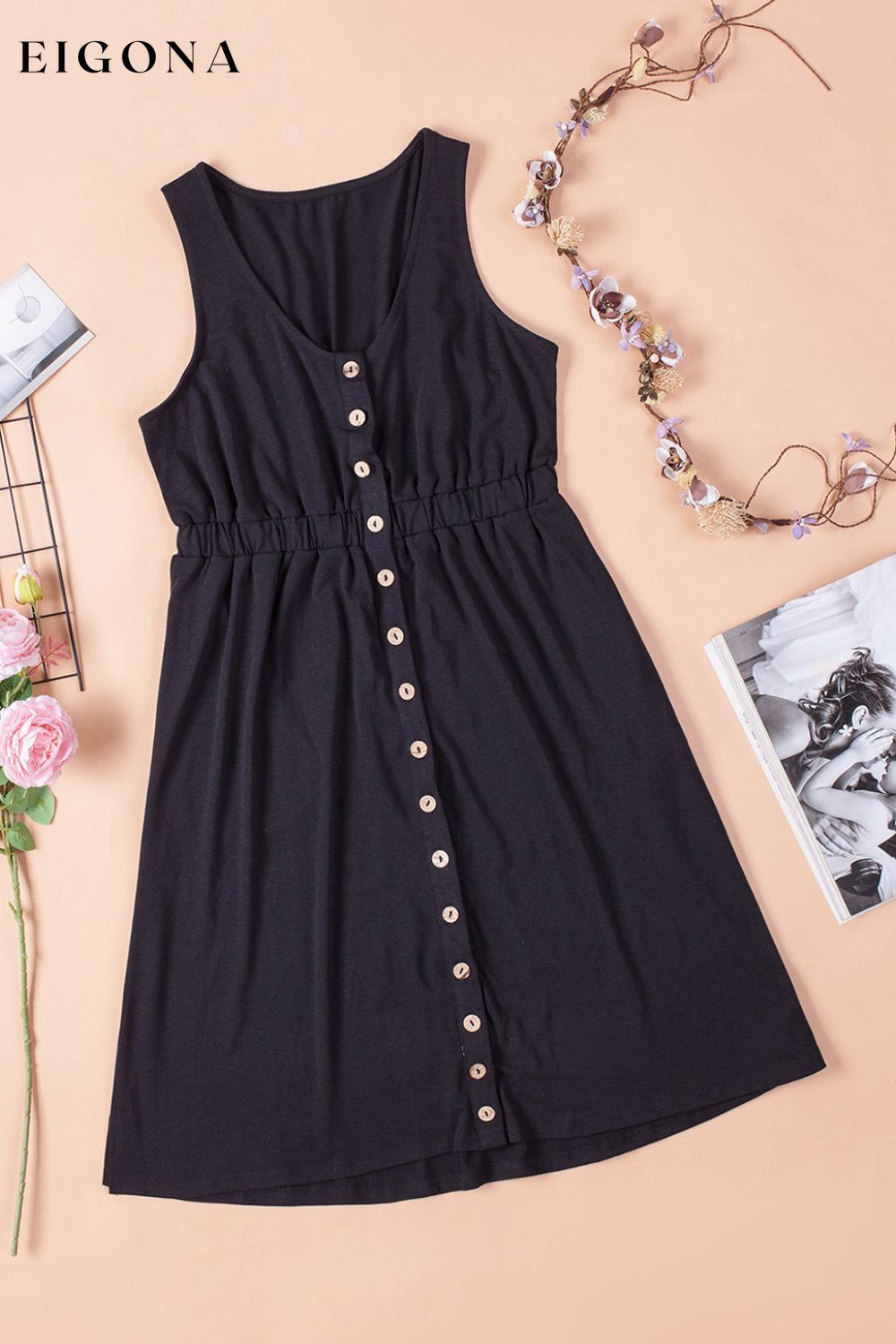 Sleeveless Button Down Mini Magic Dress casual dresses clothes dress dresses mini dress Ship From Overseas short dress SYNZ