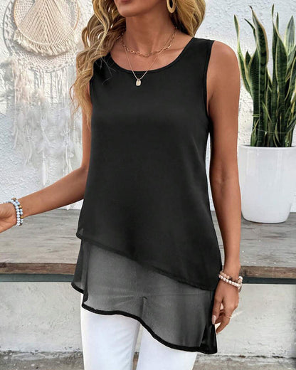 Canotta irregolare senza maniche tinta unita